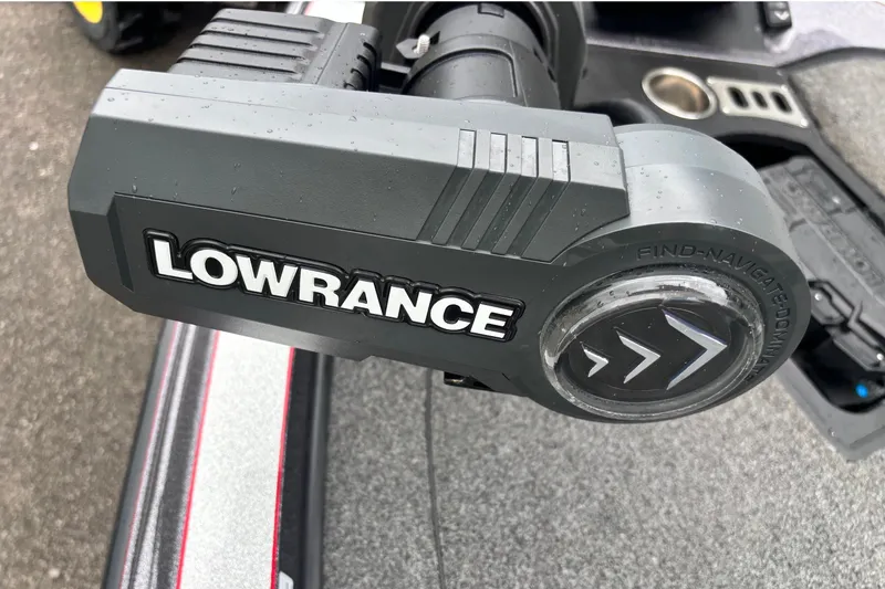 Slide: The Image of Lowrance device on 2019 Ranger Z521L boat, featuring navigation controls. - 2