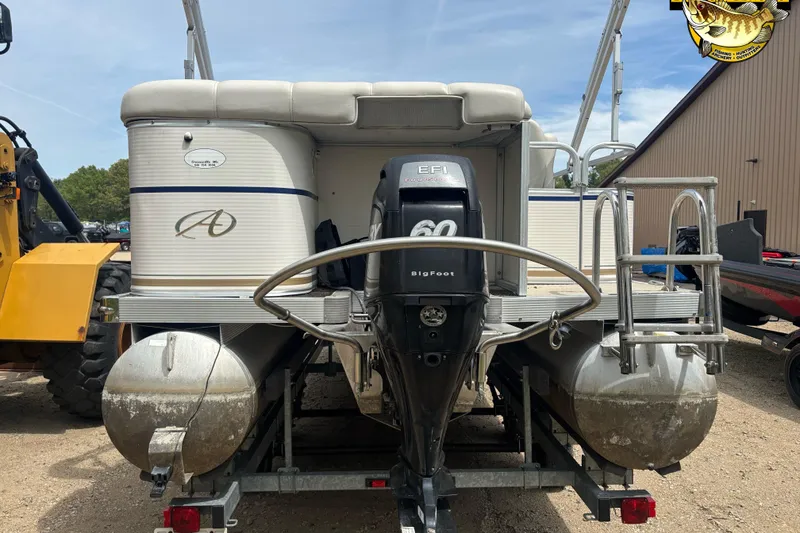 Slide: The Image of 2008 Avalon Paradise 20' pontoon boat with 60 EFI BigFoot motor on trailer. - 3