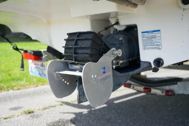 Slide: The Image of 2019 Yamaha Boats AR190 jet drive system close-up on trailer. - 5