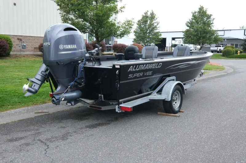 Slide: The Image of 2021 Alumaweld Super Vee 20 boat with Yamaha outboard motor on a trailer. - 3