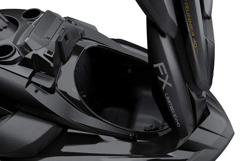 Slide: The Image of Manufacturer Provided Image: 2026 Yamaha WaveRunner FX Limited SVHO, sleek black design, open storage compartment. - 2