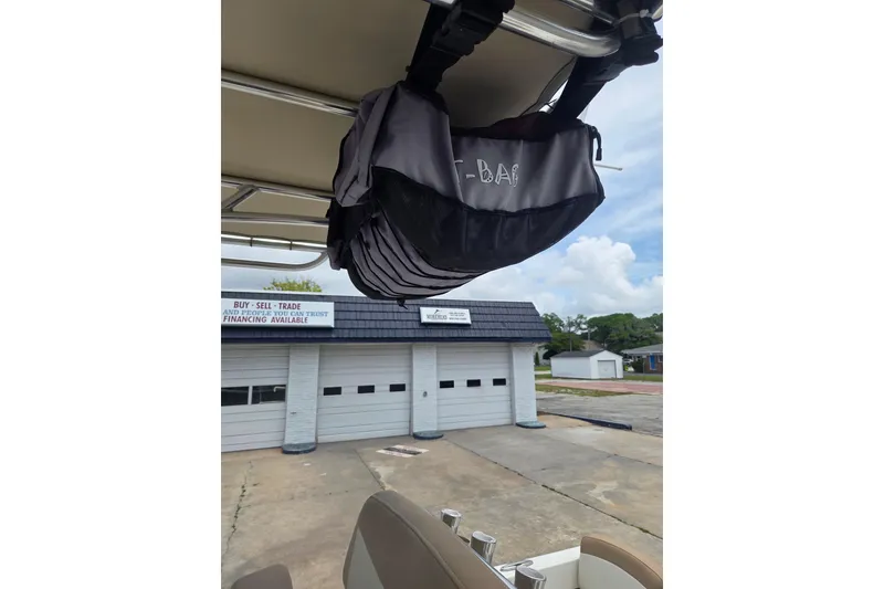 Slide: The Image of Boat canopy with T-Bag storage on a 2019 Parker 21 Special Edition. - 11