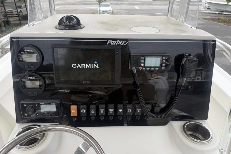 Slide: The Image of Control panel of a 2019 Parker 21 Special Edition boat with Garmin navigation system. - 3