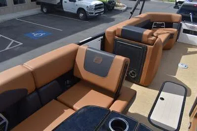 Slide: The Image of 2026 Princecraft Vouge 25 RL boat interior with luxurious seating and modern design. - 21
