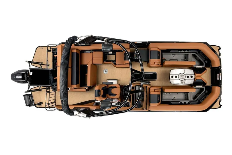 Slide: The Image of Manufacturer Provided Image: Top view of 2026 Princecraft Vouge 25 RL pontoon boat with luxurious seating. - 66