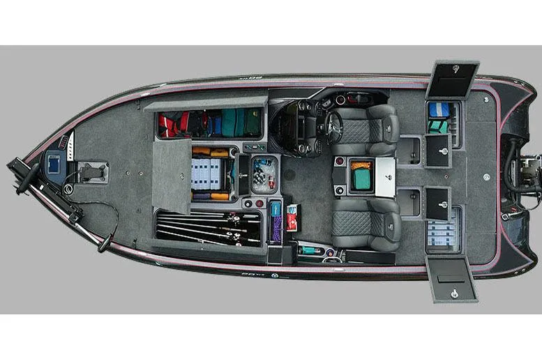 Slide: The Image of Manufacturer Provided Image: 2018 Triton 20 TrX boat interior layout with storage compartments and seating. - 11