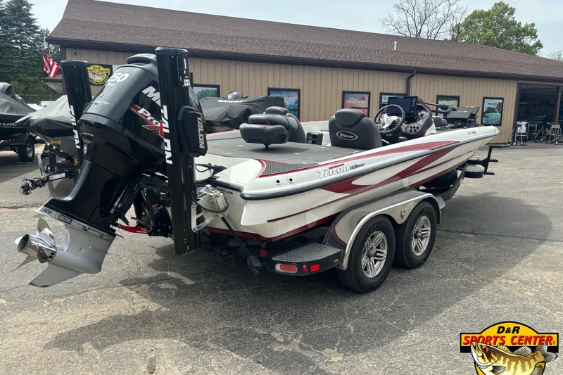 Slide: The Image of 2018 Triton 20 TrX boat with Mercury engine at D&R Sports Center. - 2