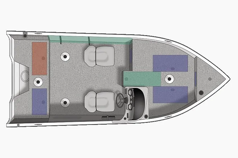 Slide: The Image of Manufacturer Provided Image: Top view of 2018 Crestliner 1650 Fish Hawk SC fishing boat layout. - 9