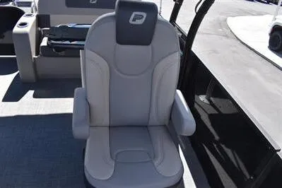 Slide: The Image of 2026 Princecraft Quorum 25 RL boat seat, featuring sleek design and comfortable armrests. - 20