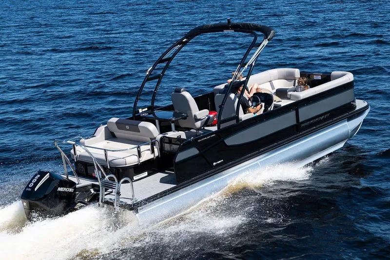 Slide: The Image of Manufacturer Provided Image: 2026 Princecraft Quorum 25 RL pontoon boat cruising on open water. - 40