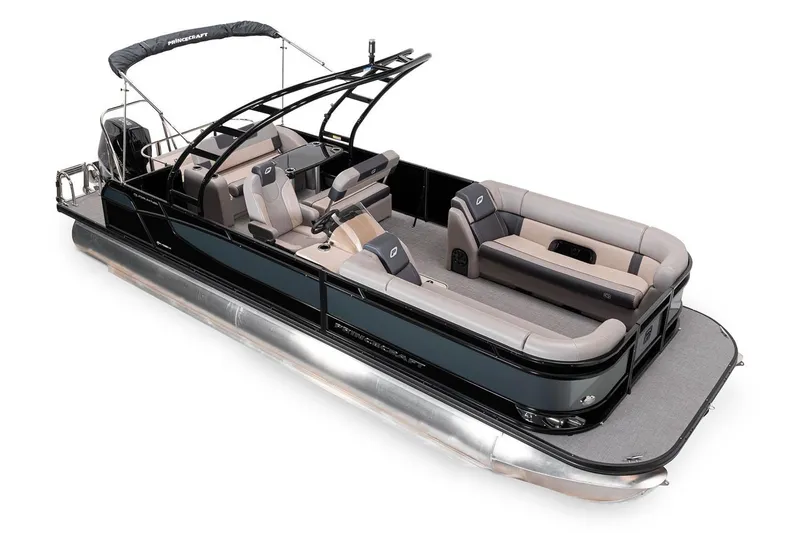 Slide: The Image of Manufacturer Provided Image: 2026 Princecraft Quorum 25 RL pontoon boat with sleek design and spacious seating. - 41