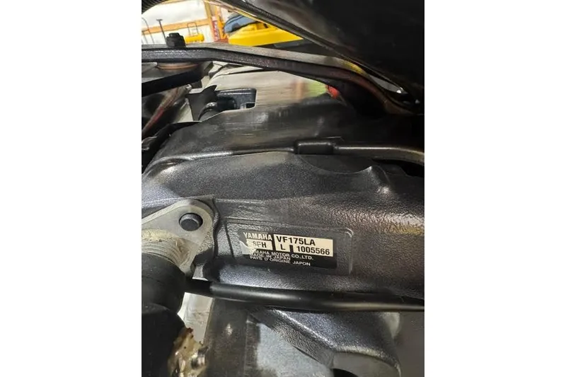 Slide: The Image of Close-up of Yamaha VF175LA engine label on 2022 Veranda Vista View22RC TT. - 18