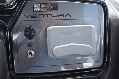 Slide: The Image of 2026 Princecraft Ventura 194 dashboard with Kicker audio system. - 26