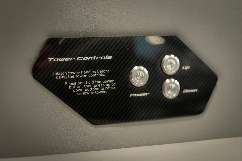 Slide: The Image of Nautique G23 2026 tower controls with power, up, and down buttons. - 20