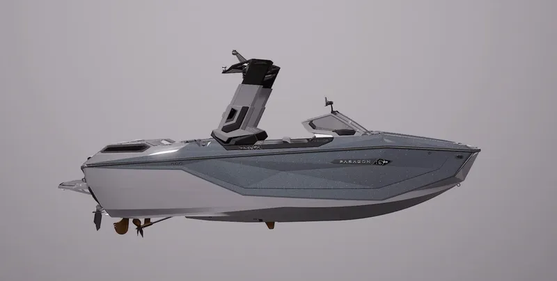 Slide: The Image of 2026 Nautique Super Air Nautique G23 Paragon boat in gray. - 1