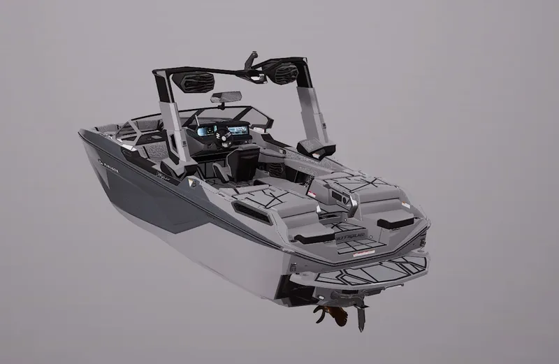 Slide: The Image of 2026 Nautique Super Air Nautique G23 Paragon boat in gray. - 2