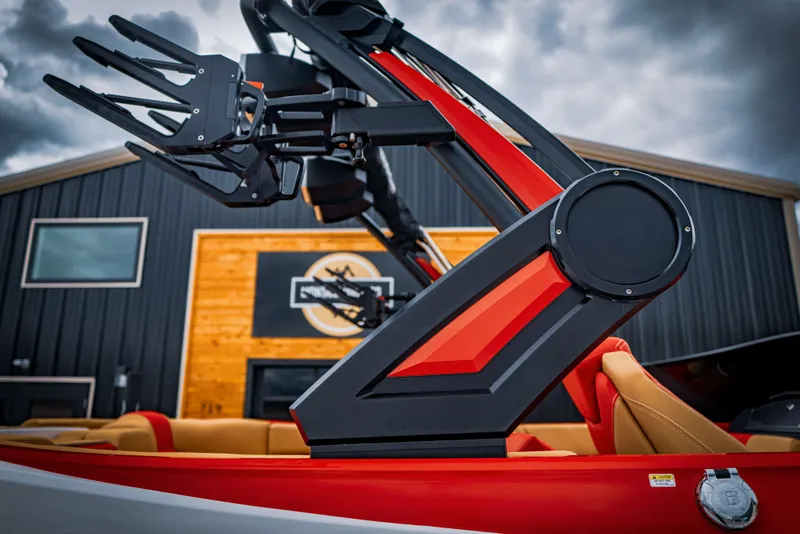 Slide: The Image of 2023 MasterCraft X24 boat with sleek design and features. - 16