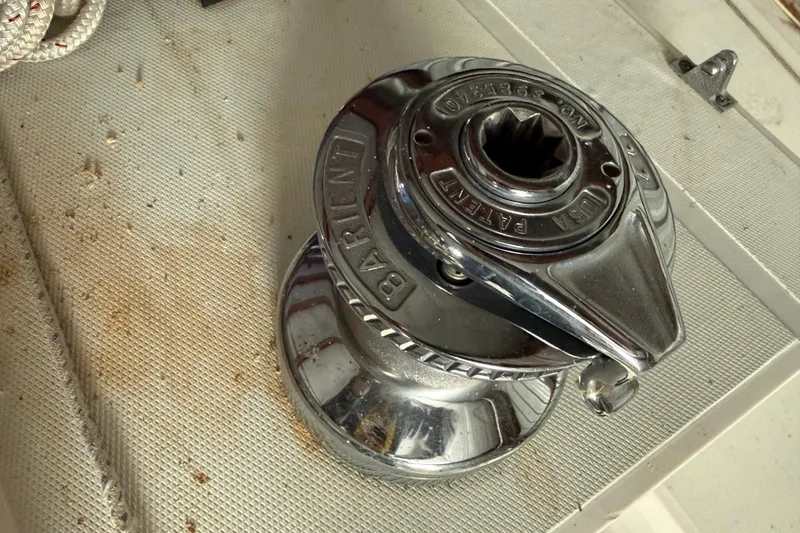 Slide: The Image of Bartlett winch on a 1986 CAL 33 sailboat. - 16