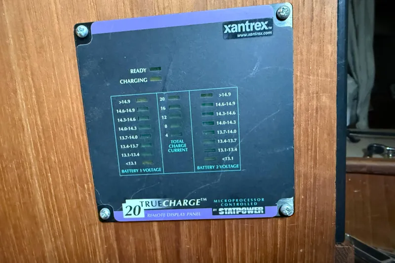Slide: The Image of Xantrex TrueCharge 20 remote display panel on a 1986 CAL 33 sailboat. - 36