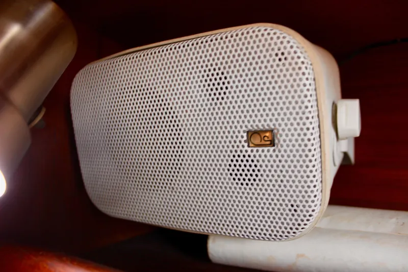 Slide: The Image of White speaker mounted on a Catalina 36 sailboat, model year 1989. - 43