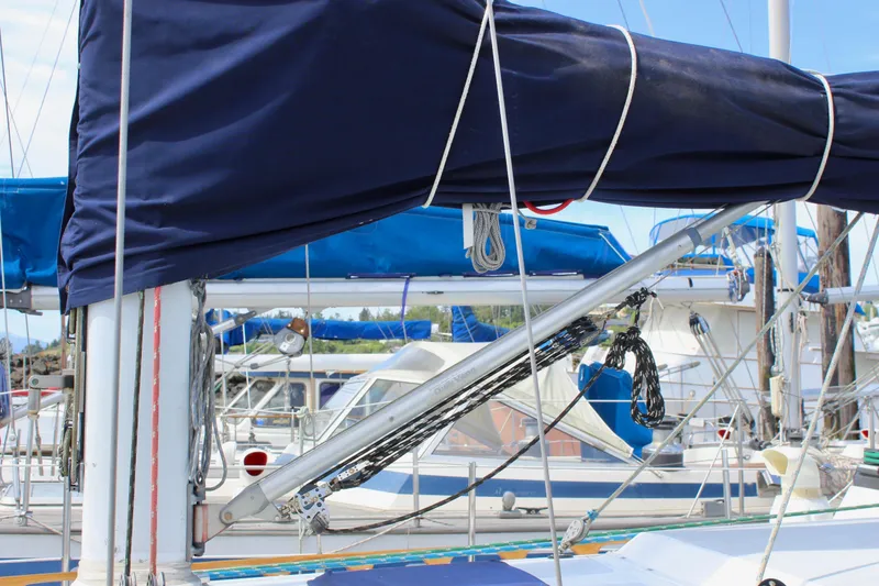 Slide: The Image of Sailboat mast and rigging on a 1989 Catalina 36 at a marina. - 5