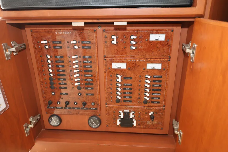 Slide: The Image of Electrical control panel inside a 2005 Silverton 34 Convertible boat. - 20