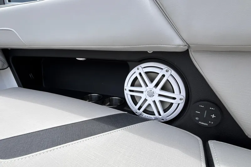 Slide: The Image of Interior of 2026 Monterey Elite 30 OB featuring speaker and control panel. - 87
