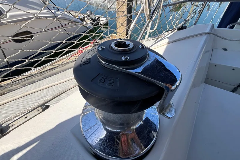 Slide: The Image of Winch on 1990 Catalina 42 sailboat deck, near marina. - 16