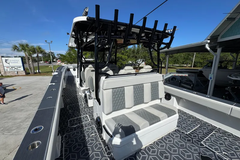 Slide: The Image of 2022 Invincible 46 Catamaran with stylish seating and modern design at Grander Marine. - 34