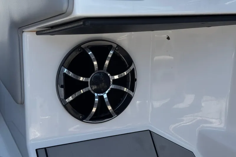 Slide: The Image of 2019 Moomba Max boat speaker with sleek chrome design. - 36