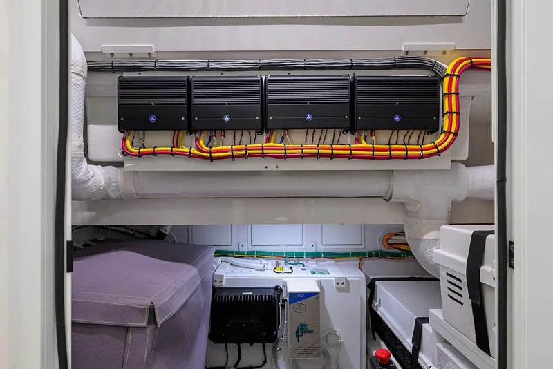 Slide: The Image of Electrical system in 2026 Valhalla V-46 yacht, featuring organized wiring and components. - 36