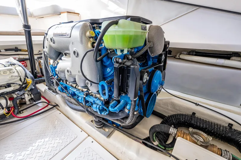 Slide: The Image of Engine compartment of a 2018 Tiara Yachts 31, showcasing detailed mechanical components. - 40