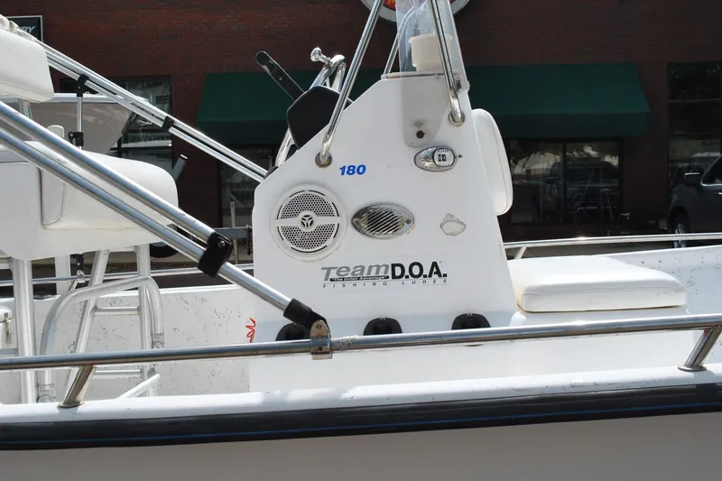 Slide: The Image of 2007 Blue Wave 180 V-Bay boat console with Team D.O.A. Fishing Lures logo. - 7