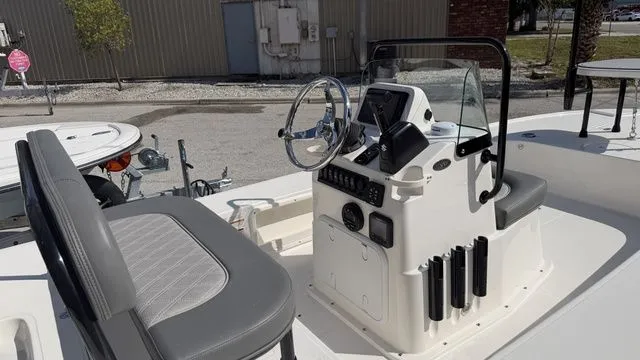 Slide: The Image of Interior view of 2026 Spyder FX17 Flicker boat cockpit. - 2