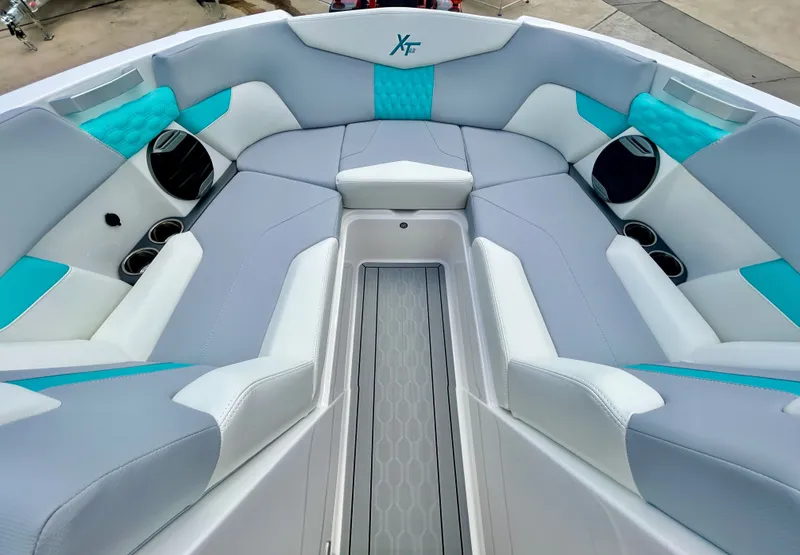 Slide: The Image of Interior of 2026 MasterCraft XT22 with modern seating. - 19