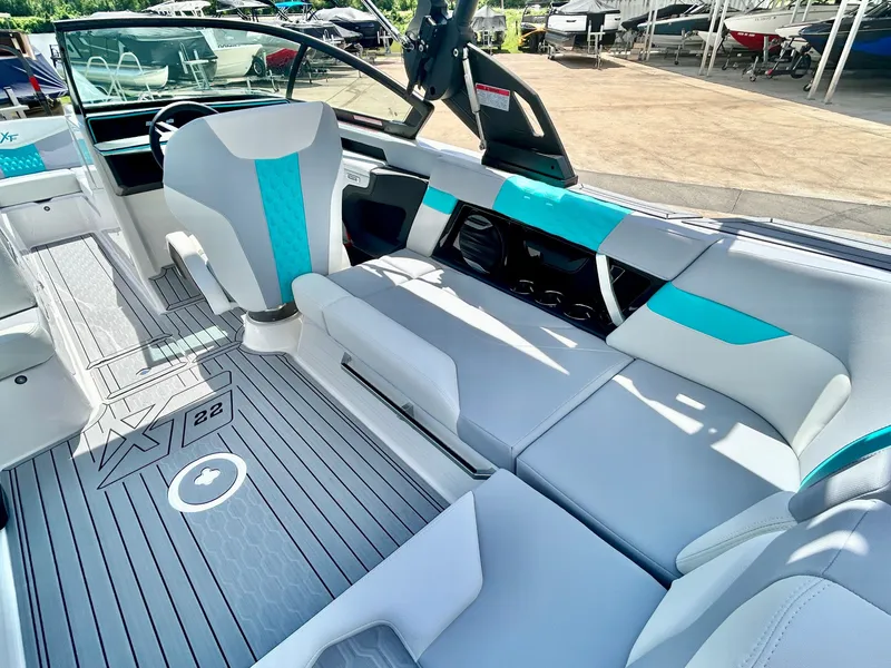 Slide: The Image of Interior of 2026 MasterCraft XT22 with modern seating. - 43