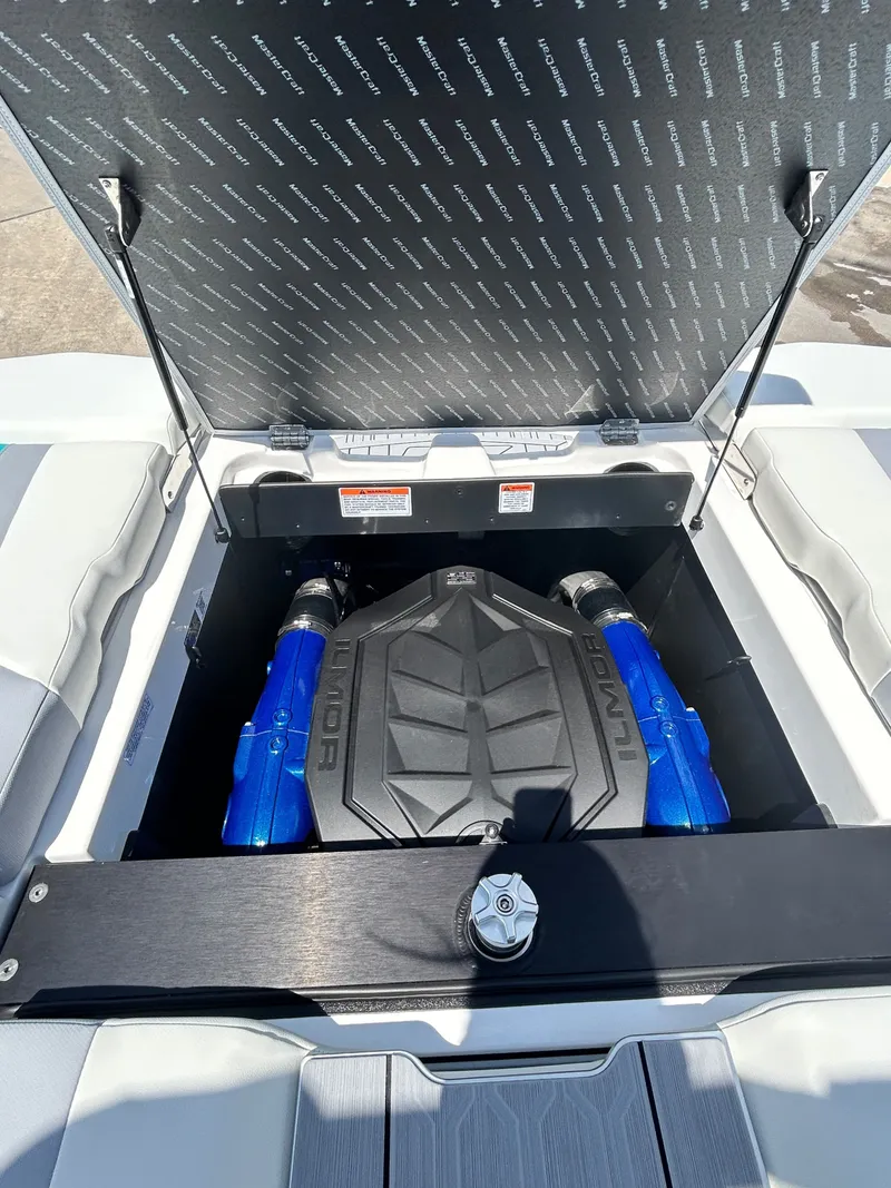 Slide: The Image of Engine compartment of 2026 MasterCraft XT22 with Ilmor engine. - 49