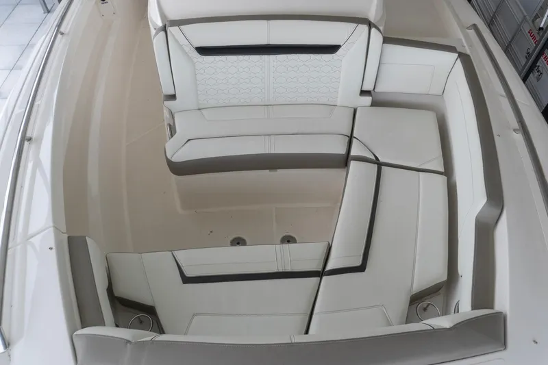 Slide: The Image of Luxurious seating area on 2026 Tiara Yachts 34 LS, featuring elegant white upholstery. - 20
