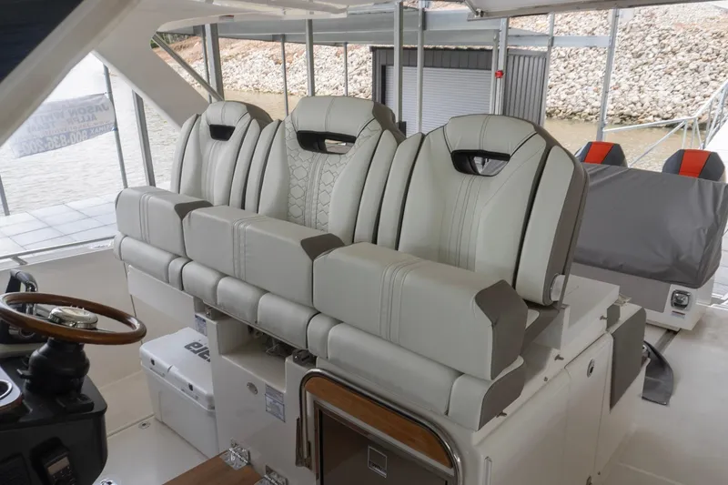 Slide: The Image of Luxury seating on 2026 Tiara Yachts 34 LS, featuring elegant design and premium materials. - 8