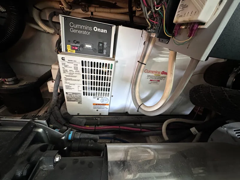 Slide: The Image of Cummins Onan generator in 2012 Sea Ray 450 Sundancer engine room. - 45