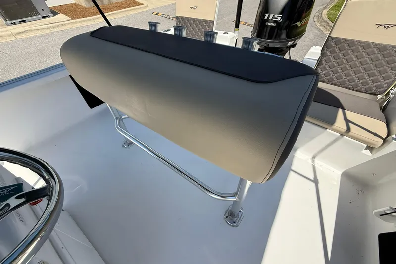 Slide: The Image of 2021 Tidewater 1910 Bay Max boat interior with seating and steering wheel. - 17