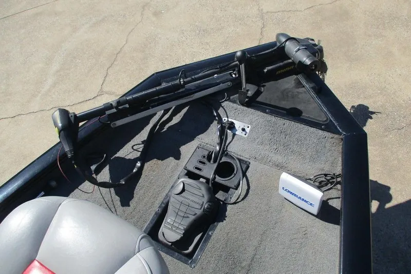 Slide: The Image of 2017 Tracker Pro Team 175 TXW boat deck with trolling motor and Lowrance device. - 7