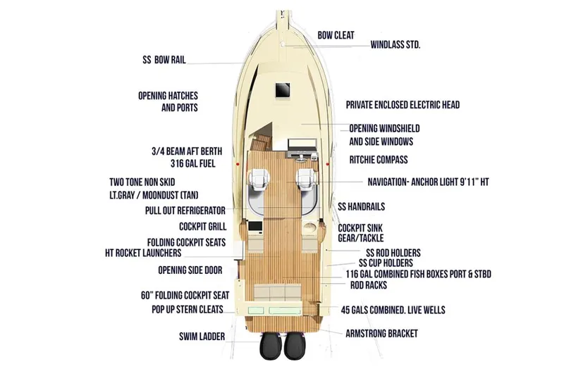 Slide: The Image of Manufacturer Provided Image: 2025 NorthCoast 315 HT boat layout with detailed features and specifications. - 15