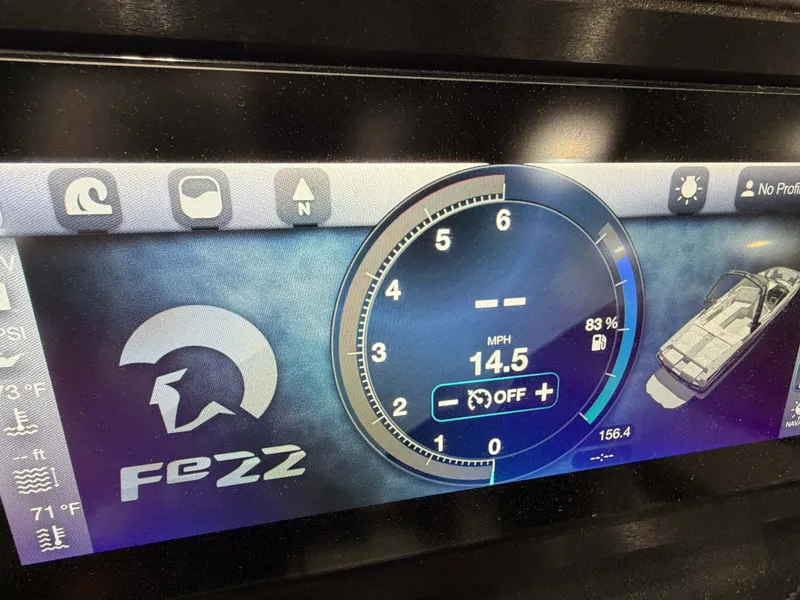 Slide: The Image of Centurion Fe23 2025 dashboard with speedometer and boat graphic display. - 7