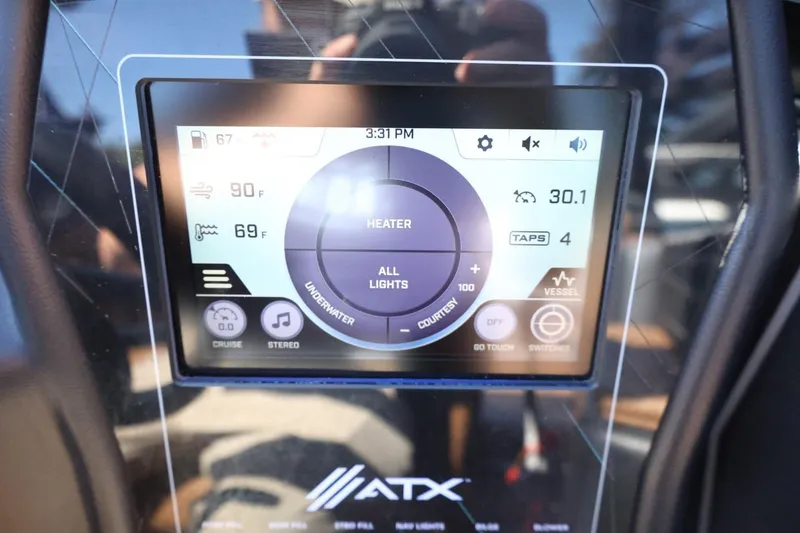 Slide: The Image of ATX Surf Boats 22 Type-S 2021 touchscreen display showing temperature and control settings. - 31