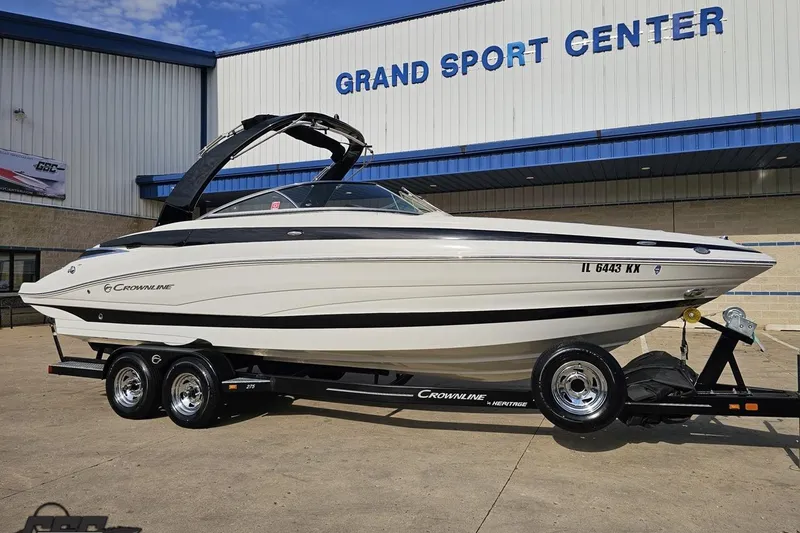 Slide: The Image of 2019 Crownline 275 SS boat on trailer at Grand Sport Center. - 17