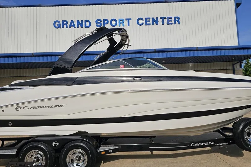 Slide: The Image of 2019 Crownline 275 SS boat on trailer at Grand Sport Center. - 4