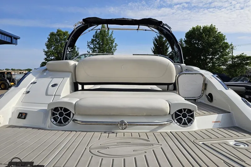 Slide: The Image of 2019 Crownline 275 SS boat with sleek seating and modern design. - 42