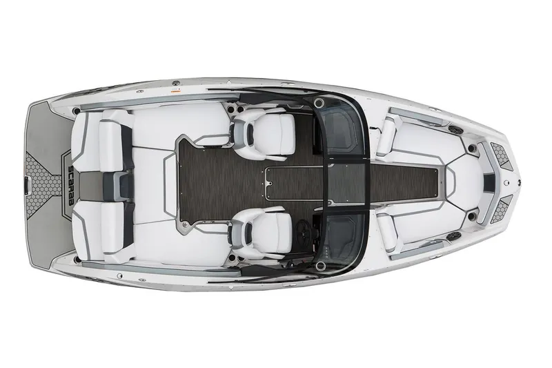 Slide: The Image of Top view of a 2019 Scarab 195 ID boat with sleek design. - 21