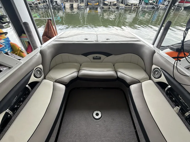 Slide: The Image of Interior of a 2012 Malibu Wakesetter 23 LSV boat at the dock. - 14